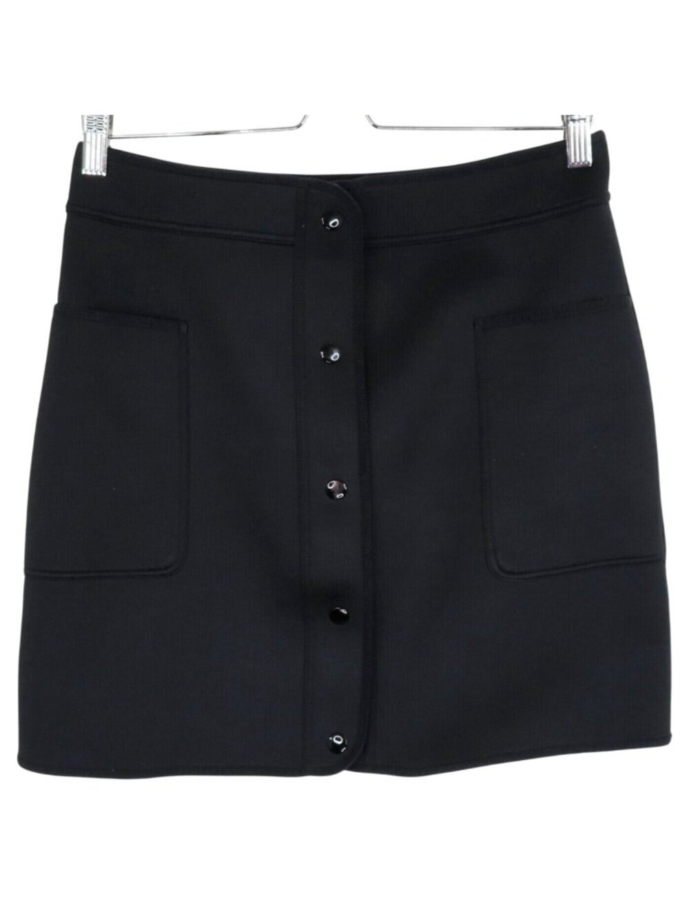 Sandro Paris Womens 3 Juliena Black Neoprene Scuba Fabric Snap Skirt Pockets